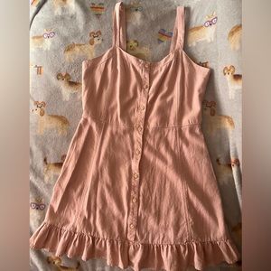 Angel kiss button pink sleeveless dress